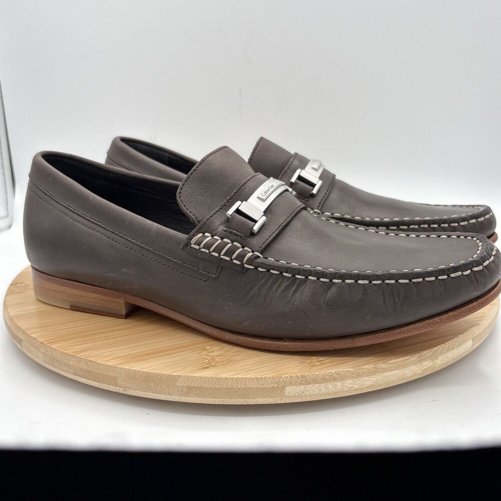 Calvin Klein Bruce Leather Loafers Men’s 9.5M Dark Taupe Slip On Comfort
